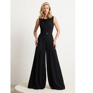 ESCADA Black Wide Leg Jumpsuit 36 US 6 Cowl Neck Palazzo Formal Evening Luxury